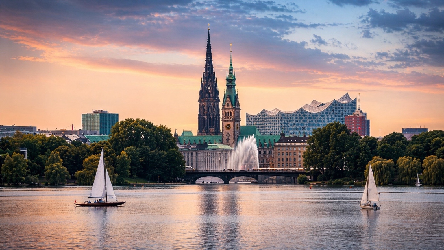 Hamburger Skyline an der Alster